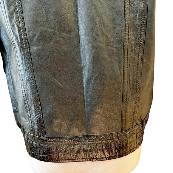 Vintage 1970s/80s Spanish Leather Jacket – Black Zip-Up, Pockets, Size 38 (S/M) - Picture 6 of 11